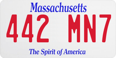 MA license plate 442MN7