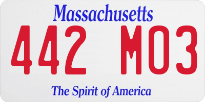 MA license plate 442MO3