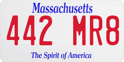 MA license plate 442MR8
