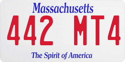 MA license plate 442MT4