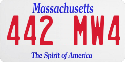 MA license plate 442MW4