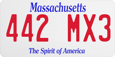 MA license plate 442MX3