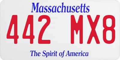 MA license plate 442MX8