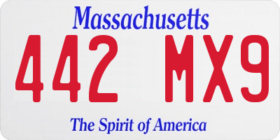 MA license plate 442MX9