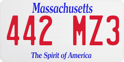 MA license plate 442MZ3