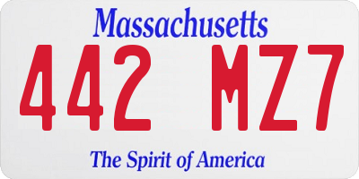MA license plate 442MZ7