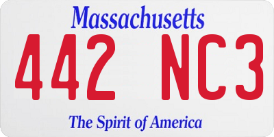 MA license plate 442NC3