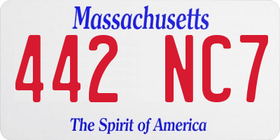 MA license plate 442NC7