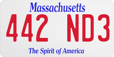 MA license plate 442ND3