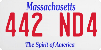 MA license plate 442ND4