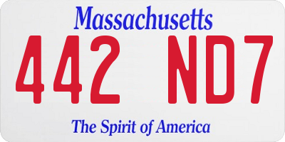 MA license plate 442ND7