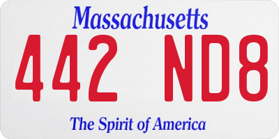 MA license plate 442ND8