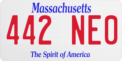 MA license plate 442NE0
