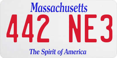 MA license plate 442NE3