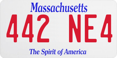 MA license plate 442NE4