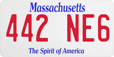 MA license plate 442NE6