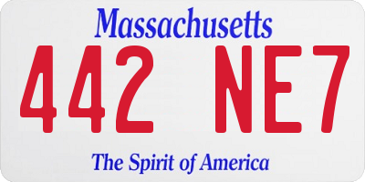 MA license plate 442NE7