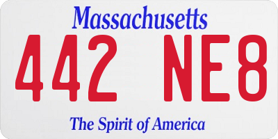 MA license plate 442NE8