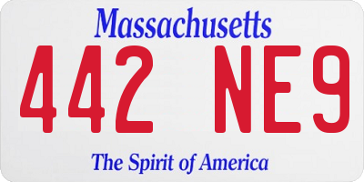 MA license plate 442NE9