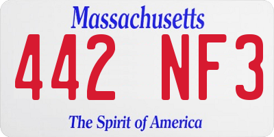 MA license plate 442NF3