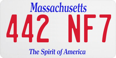 MA license plate 442NF7