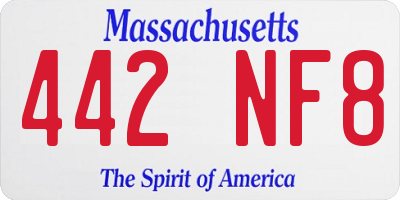 MA license plate 442NF8