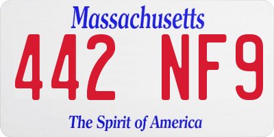 MA license plate 442NF9