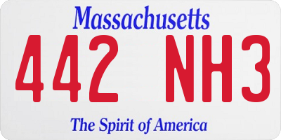 MA license plate 442NH3