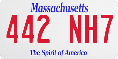 MA license plate 442NH7