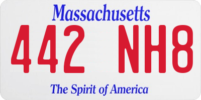 MA license plate 442NH8