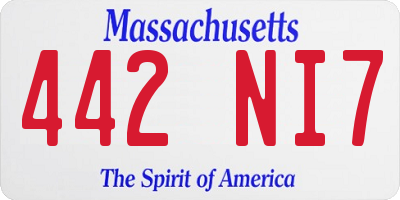 MA license plate 442NI7