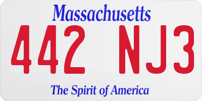 MA license plate 442NJ3