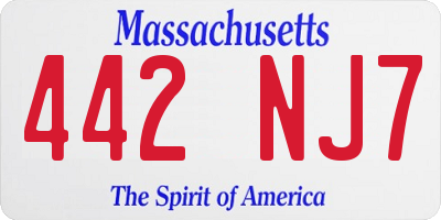 MA license plate 442NJ7