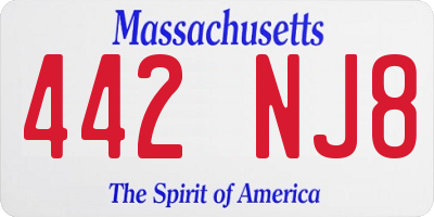 MA license plate 442NJ8