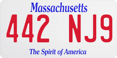 MA license plate 442NJ9