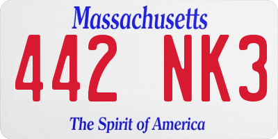 MA license plate 442NK3