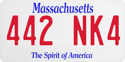 MA license plate 442NK4