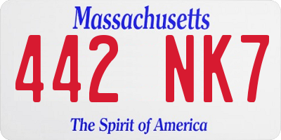 MA license plate 442NK7
