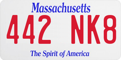 MA license plate 442NK8