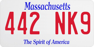 MA license plate 442NK9