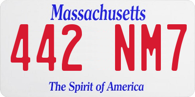 MA license plate 442NM7