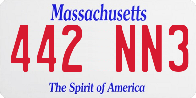 MA license plate 442NN3