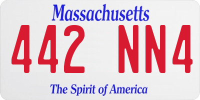 MA license plate 442NN4