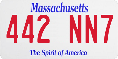 MA license plate 442NN7