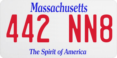 MA license plate 442NN8