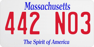 MA license plate 442NO3