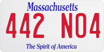 MA license plate 442NO4