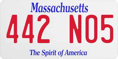 MA license plate 442NO5