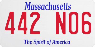 MA license plate 442NO6