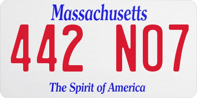 MA license plate 442NO7